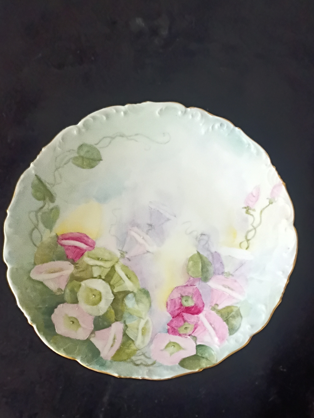 Antique Porcelain Decorative Plate Hand-Painted And Raised Edges Special RARE